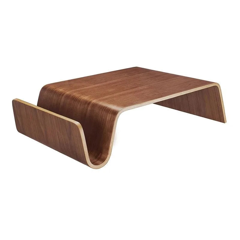 Nordic Medieval Large Curved Wood Coffee Table Bauhaus Designer Minimalist Side Table for Tatami Kang Household Use