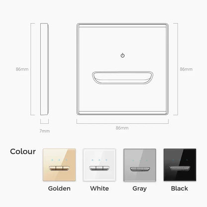 British French Standard Tempered Glass Switch Socket with Indicator Light Self-Reset 1 2 3 4 Gang Wall Panel Outlets 2usb Socket