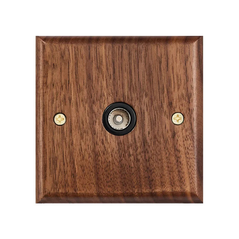Black walnut wood retro British light switch socket, bedside wall lamp switch LED dimmer, pure wood brass toggle switch board