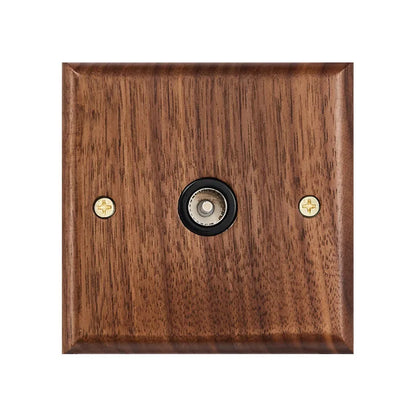 Black walnut wood retro British light switch socket, bedside wall lamp switch LED dimmer, pure wood brass toggle switch board