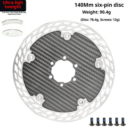 Ultra Light Carbon Fiber Bicycle Disc Brake Rotor 140mm 160mm 180mm 6-Bolt Center Lock Floating Brake Disc Stainless Steel Heat