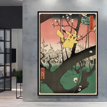 1pc frameless Canvas Paintings Retro Canvas Poster Prints Pokemon Gengar Blastoise Cartoon Character Picture Wall Art Home  Chil