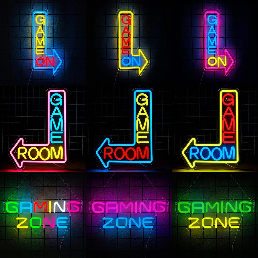Game Neon Sign Gaming LED Neon Lights for Wall Decor USB Light Up Signs for Game Room Man Cave Teen Boy Bedroom Decorations Gift