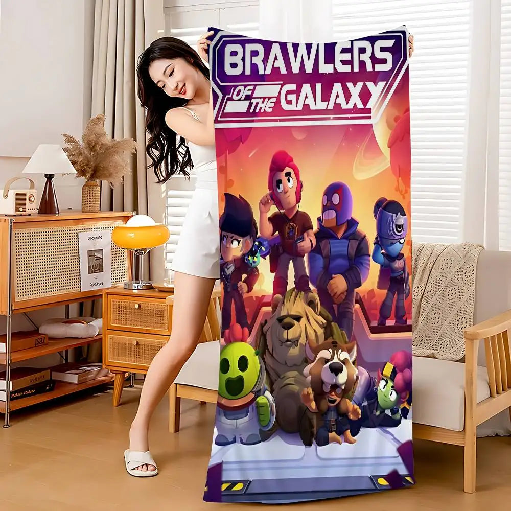 Game B-rawl Game S-Stars Anime Microfiber Printed Beach Towel Mountain Climbing Yoga Beach Swimming Running Absorbent Soft Towel