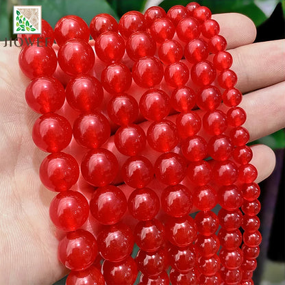 Smooth Red Jasper Chalcedony Jades AAAAA Natural Stone Beads for Jewelry Making DIY Charms Bracelet 4/6/8/10/12/14mm 15" Strand