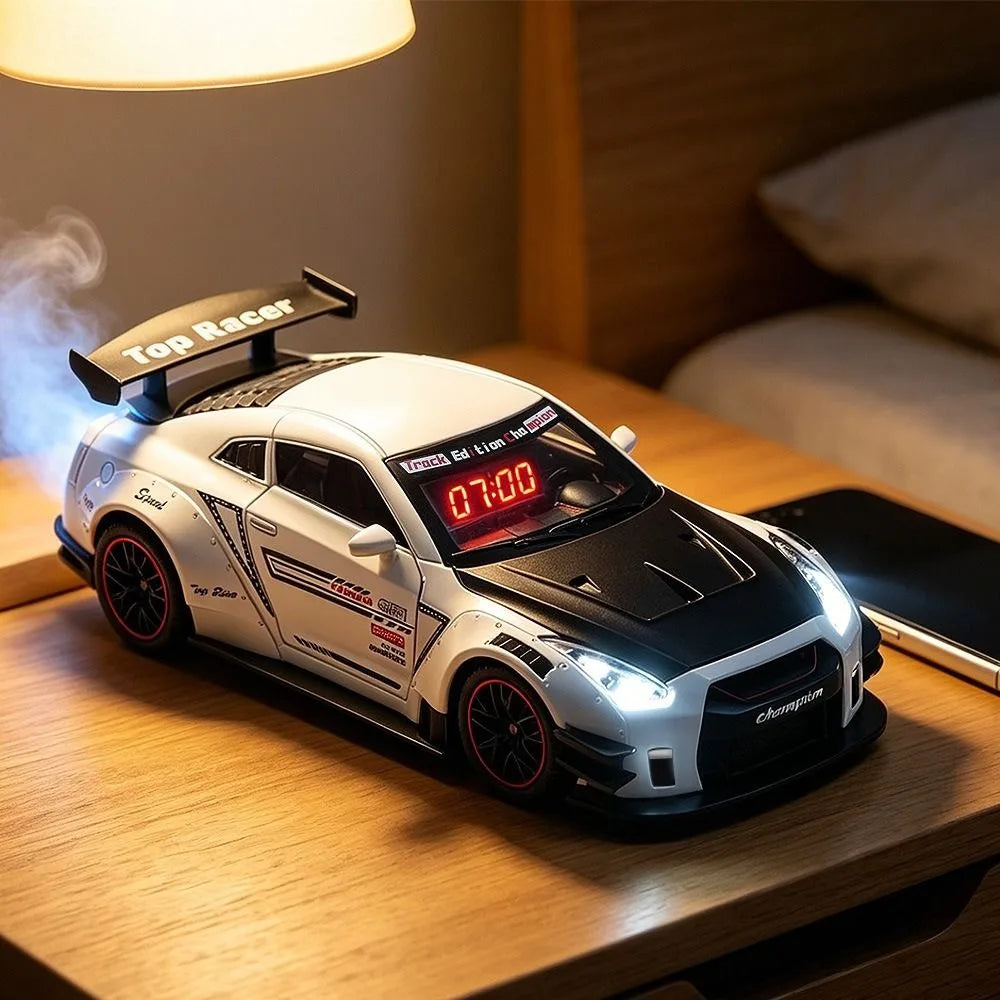 Rechargeable Hypercar Alarm Clock LED Display Alloy Body Sports Car Alarm Clock Spray Effect Water Addable Supercar Alarm Clock