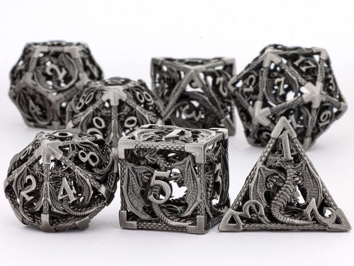 DND Dice Set Metal Dice Dungeons and Dragons Dice Gift Polyhedral Dice Set, Role Playing Dice D20 Hollow Polyhedral Dice Set