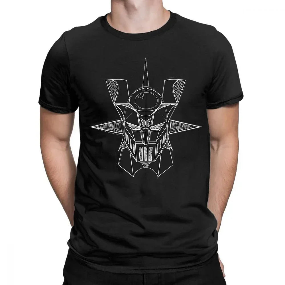 Cool mazinger z anime movie robot streetwear graphic print t-shirt fashion casual Tee Tops