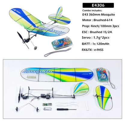 DW Hobby 360mm Mosquito Mini PET Film RC Aircraft Remote Control Plane Kit with Receiver 3ch Small RC Plane E43