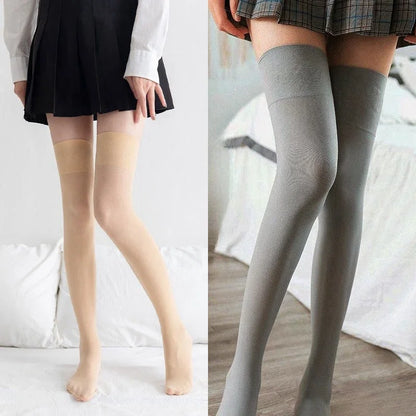 High-Quality Glue Dispensing Anti Slip Over Knee Long Socks Compression Women Knee High Hosiery Anti Pilling Female JK Stockings