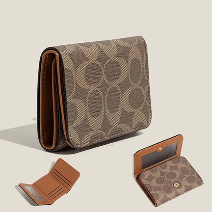 High quality three fold short wallet with PU leather buckle coin wallet, fashionable high-end men's and women's wallet