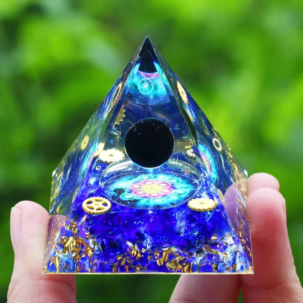 Energy Pyramid Orgonite Reiki Natural Amethyst Ball Healing Crystals Chakra Tool Ornaments Resin Stones Craft Kids Gift