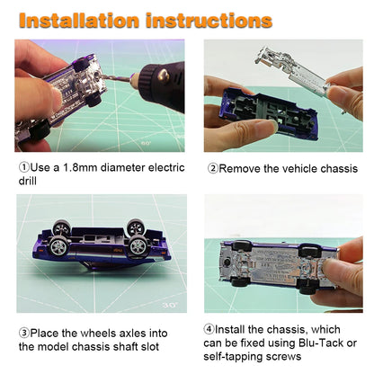 1/64 Wheels with Rubber Tires TE37 Refitting Parts for Diecast Model Car Matchbox Tomica D:11mm 1 Set