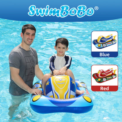 Swimbobo Kids Blue Inflatable Swimming Seat Float Cool Motorboat Ring Floating Thicken PVCFor Summer Baby Swim CircleWater Toy