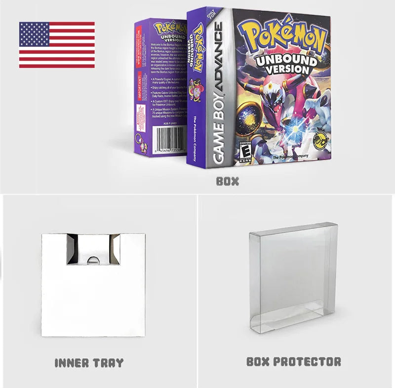 USA ESP Version IC RTC Flash Cart Unbound GBA Game Cartridge Video Game Console Card Rom Hack Spanish English Language