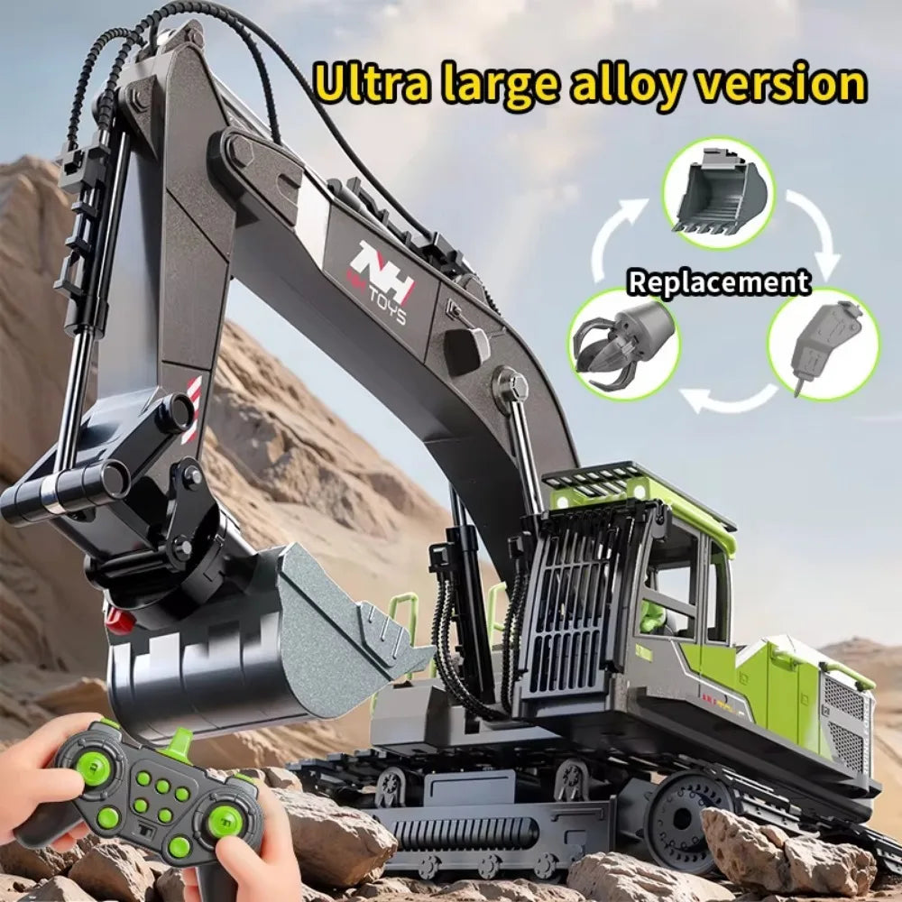 Electric Remote Control Excavator Model Toys Wireless 2.4G Fourteen Channel Drilling Grabber Toy Adult Birthday Gifts