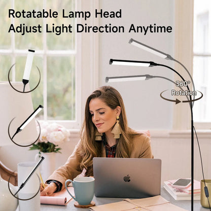 Modern Dimmable LED Floor Lamp 7W Tall Reading Light Standing Lamp for Living Room Bedroom Office