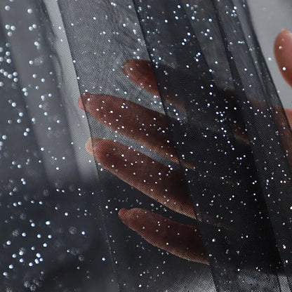 Gold Tulle material black encryption soft Tulle spray silver glitter Tulle wedding dress home decoration fabric