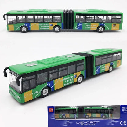 1/64 Diecast Alloy City Bus Pull Back Cars Kids Toy Car Inertia Vehicle Model Toy Educational Toys for Children Gift Boys Toys