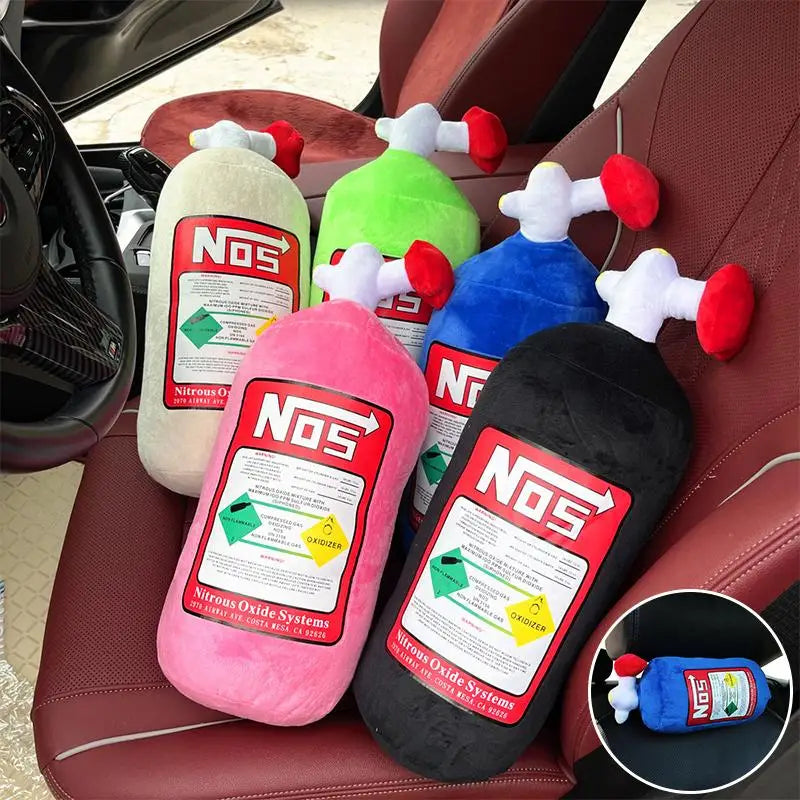 Car Seat Neck Pillow Creative NOS Nitrous Oxide Bottle Soft Plush Car Headrest Car Decoration Neck Support Seat Cushion