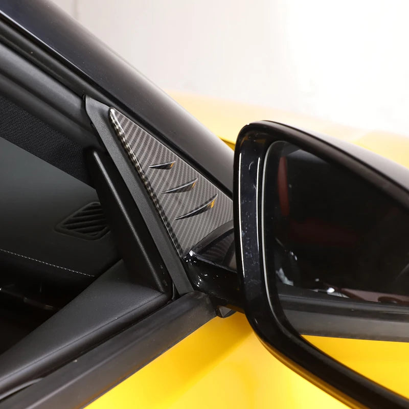 2Pcs Carbon Look Side Mirror Triangle Wind Deflector For Toyota Supra 2019-2025 A90 A91 Rearview Mirror Trim Cover ABS