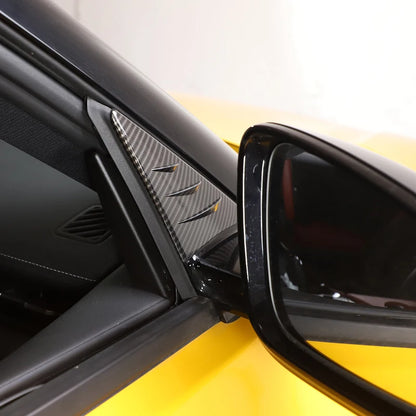 2Pcs Carbon Look Side Mirror Triangle Wind Deflector For Toyota Supra 2019-2025 A90 A91 Rearview Mirror Trim Cover ABS