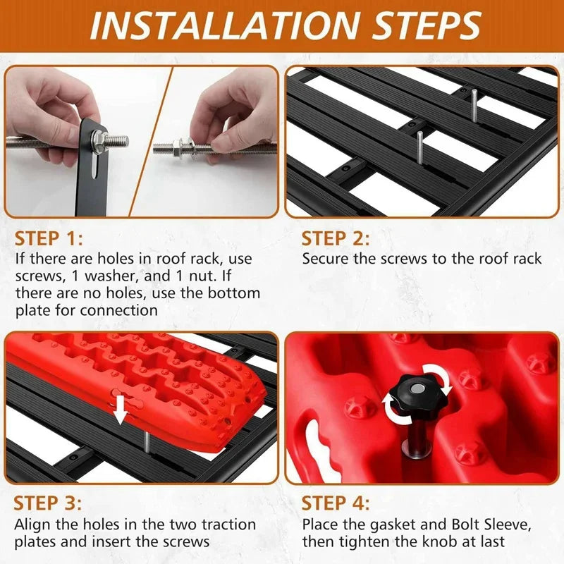 4X Universal Traction Board Kit Easy-to-Install Safety Recovery Board Mount for Off-Road Vehicles