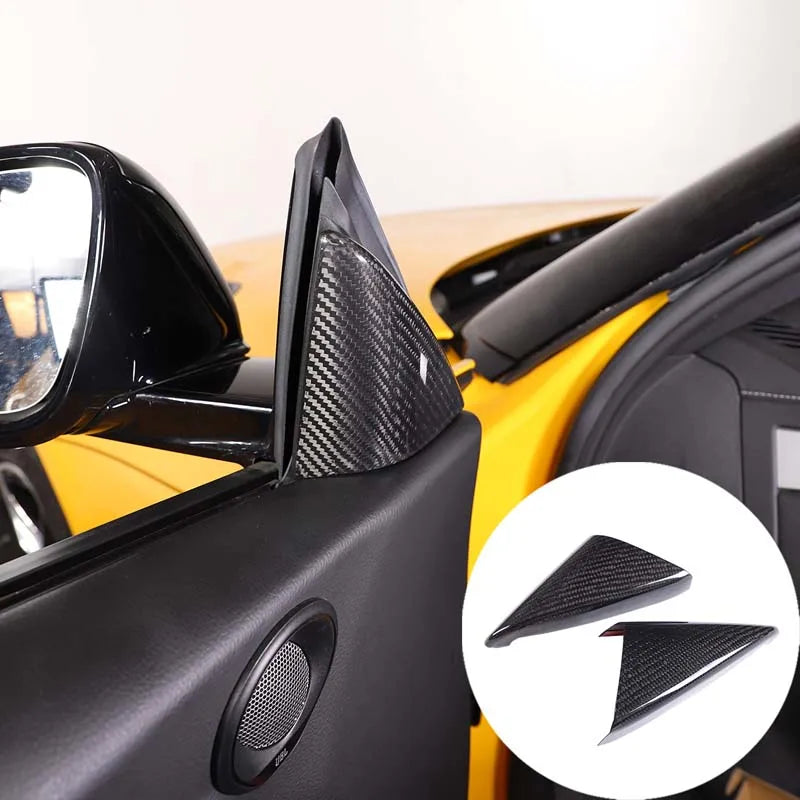 Real Carbon Fiber For Toyota GR Supra A90 2019-2025 Car Interior Door A Pillar Triangle Speaker Cover Decorative Trim Accessorie