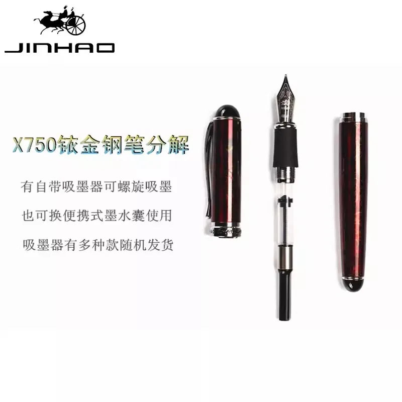 Jinhao Business Calligraphy Fountain Pen X750 Exquisite Elegant Iridium Gold Pen Office Signature Luxury Write Gifts Stationery