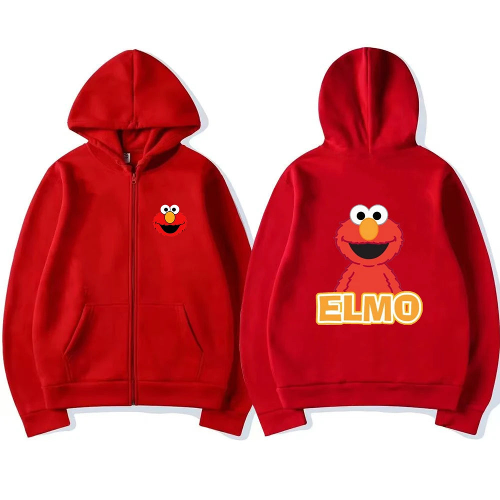 Elmo SESAME STREET Zipper Style Hoodies Boys Coat Children Girls Pink Age 3-12 Leisure Kids Sweatshirts Festival Gifts