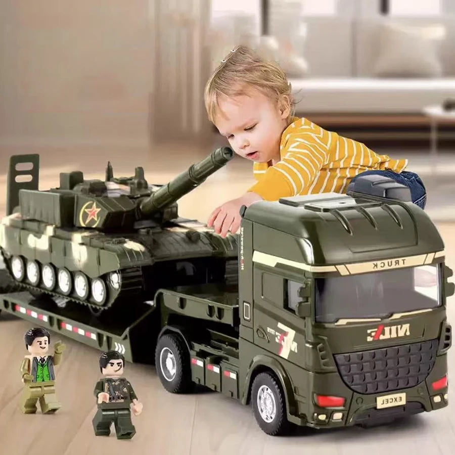 1pcs Scale-Carrier Container Engineering Set Vehicle Excavator Transport Truck Model Inertial Car Education Toys Gift for Childr