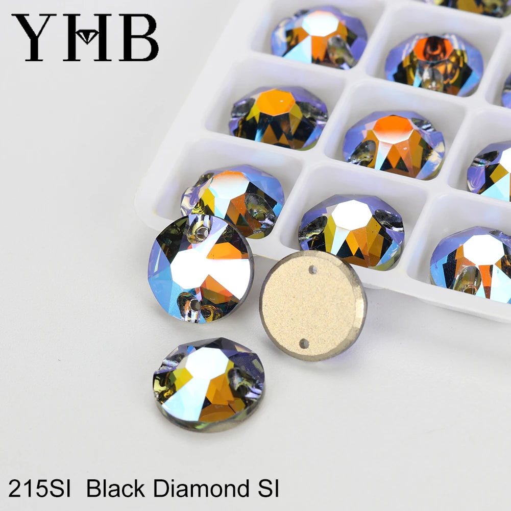 YHB Top Quality XIRIUS Glass Crystal AB Moonlight Sewing Stones Flatback Sew on Rhinestones For Garment Clothes Bags