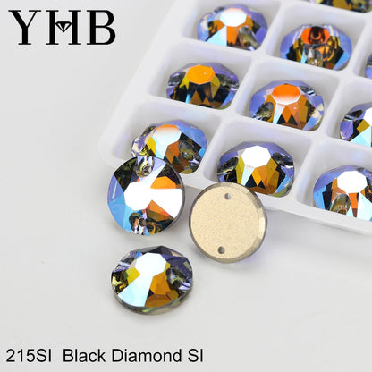 YHB Top Quality XIRIUS Glass Crystal AB Moonlight Sewing Stones Flatback Sew on Rhinestones For Garment Clothes Bags