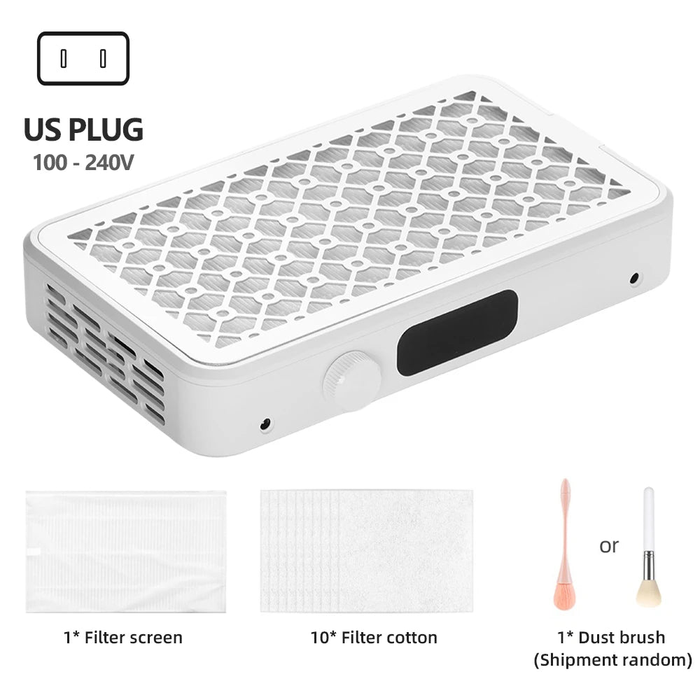 2500/2800/3000/3300/3500rpm Speed Adjustable Brushless Nail Dust Collector Powerful Twin Turbo Vacuum Nail Dust Extractor