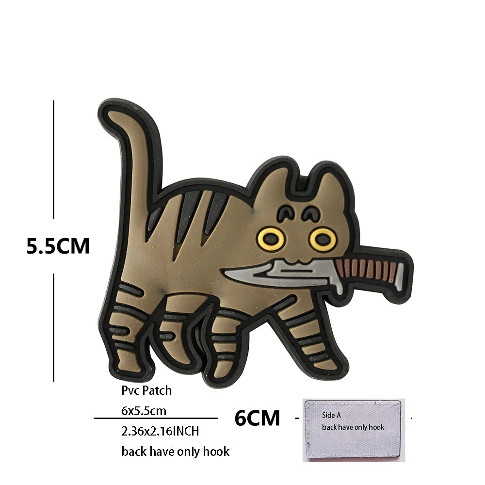 New Outdoor Bag Accessories: Satirical Cat Badge Graffiti Cat 3D PVC Magic DIY Bag Stickers Backpack Hook and Loop Patch