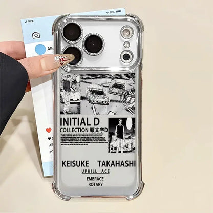 Initial D Car Anime Phone Case for iPhone 16e 17 Air 16 15 14 Plus 13 12 11 Pro Max Clear Cover