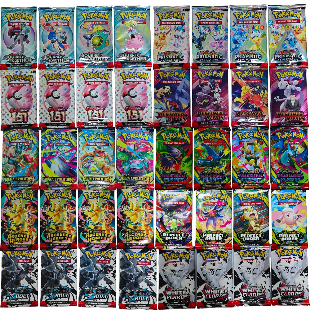 100PCS Pokémon TCG: Mega Evolution-Pitch Black Booster Display Box Prismatic 151 Evolutions English Battle Cards Game Cards