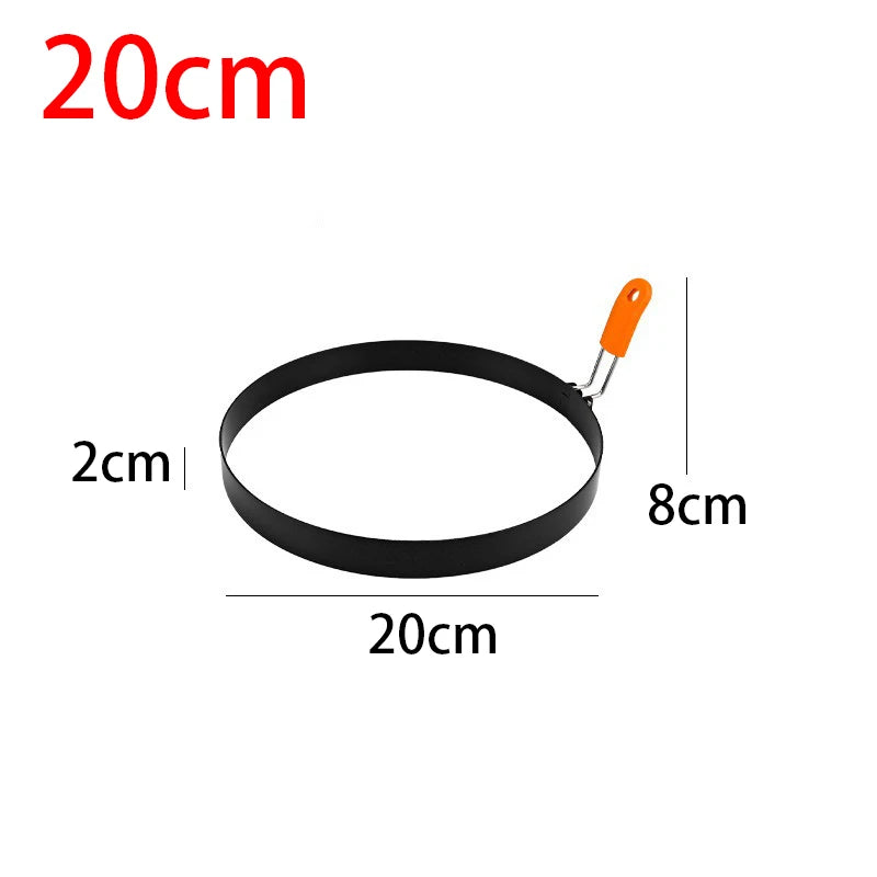 Fried Egg Ring Stainless Steel with Heat  Resistant Silicone Handle Non-Stick Fried Egg Mold Scrambled Eggs Form
