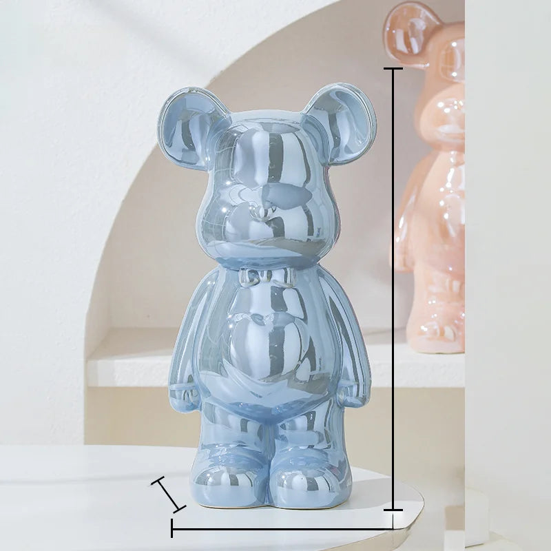 17/27/cm Aesthetic Bear Brick Ceramic Statue Teddy Bear Decor Action Figure Sculptures Ornament for Room Home Decoration Crafts