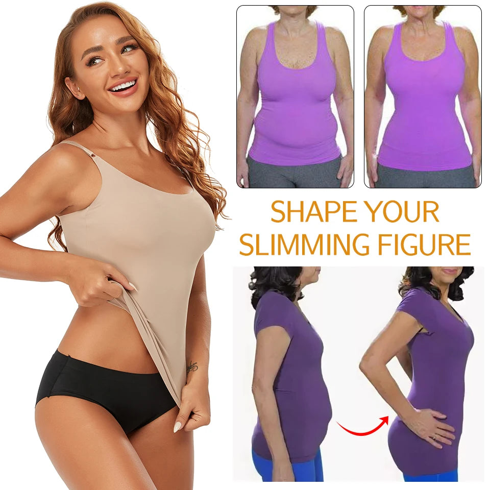 Women Tummy Control Shapewear Smooth Body Shaping Camisole Tank Tops Plus Size Slimming Underwear Seam-free Compression Shaper