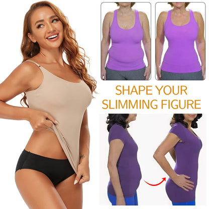 Women Tummy Control Shapewear Smooth Body Shaping Camisole Tank Tops Plus Size Slimming Underwear Seam-free Compression Shaper