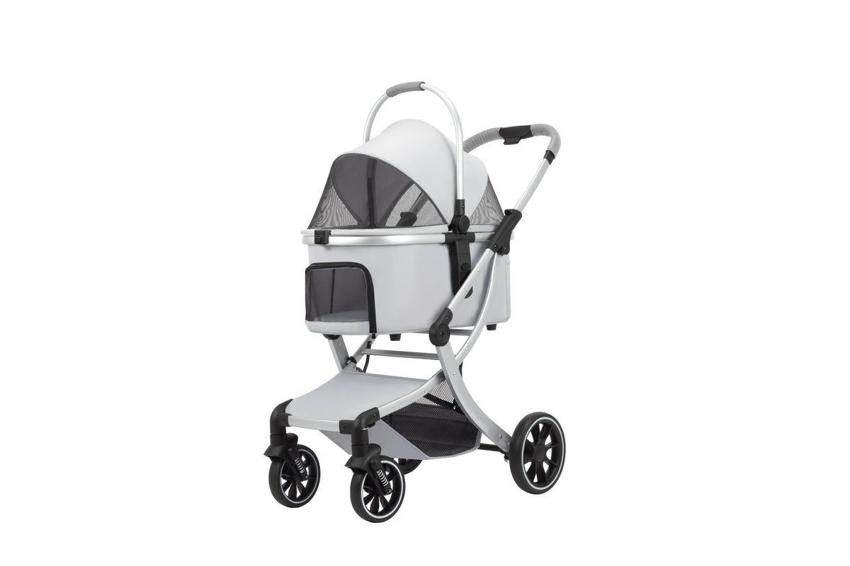 STLFFactory Price Foldable Pet Stroller with Shock Absorbers and Mesh Windows for Cats and Dogs