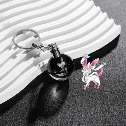 Pokemon Crystal Ball 3D Pikachu Mewtwo Mew Gengar Night Light Pokeball Crystal Keychain Anime Action Figure Toy Birthday Gift