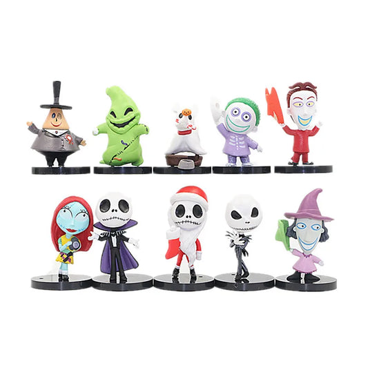 10pcs/set The Nightmare Sally Jack Skellington Christmas PVC Model Vinyl Figurine Halloween Gift Action Figure Toys