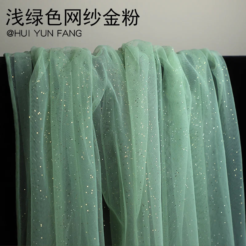 Gold Tulle material black encryption soft Tulle spray silver glitter Tulle wedding dress home decoration fabric
