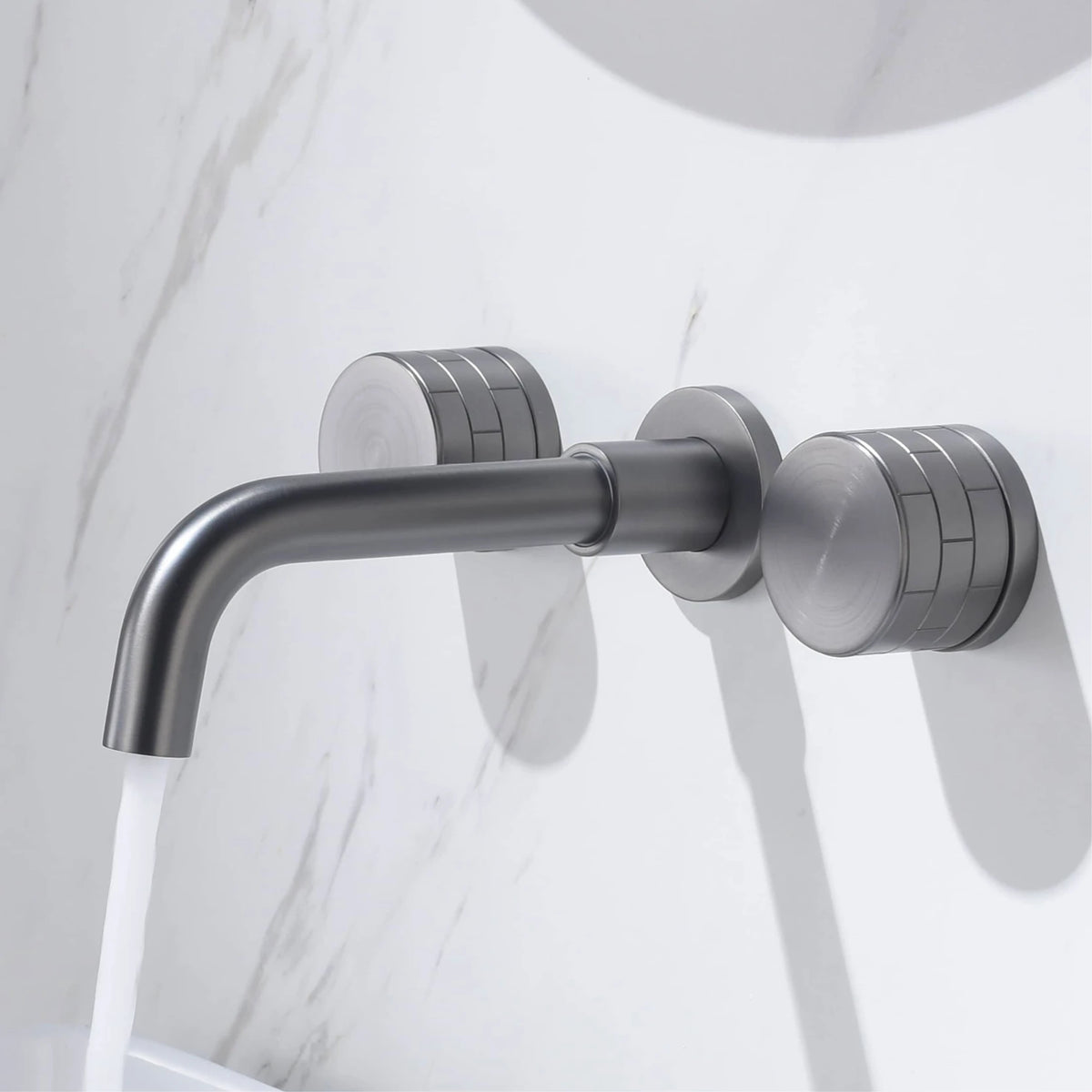 Luxury Black Bathroom Concealed Faucet Wall-Mounted Design, Double Handle, 3-Hole Cold and Hot Dual-Control Brass Basin Tap