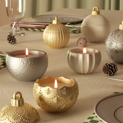 Christmas Twinkle Bauble Candle Jar Silicone Molds for Concrete Jesmonite Cement Reusable Candle Refill Mould DIY Xmas Gifts