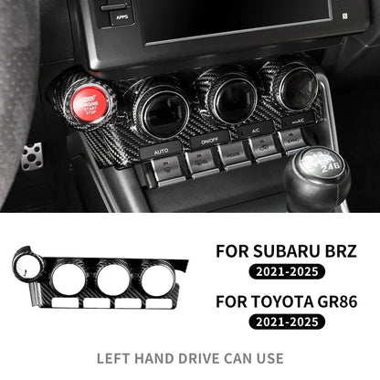 LHD Real Hard Carbon Fiber Cover for Subaru BRZ Toyota GR86 2021 2022 2023 2024 2025 Car Air Conditioning Control Panel Sticker