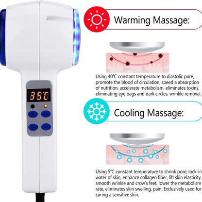 Hot and Cold Hammer Face Massager with Blue Light Therapy Skin Tightening Lifting Anti-Wrinkle Beauty Device