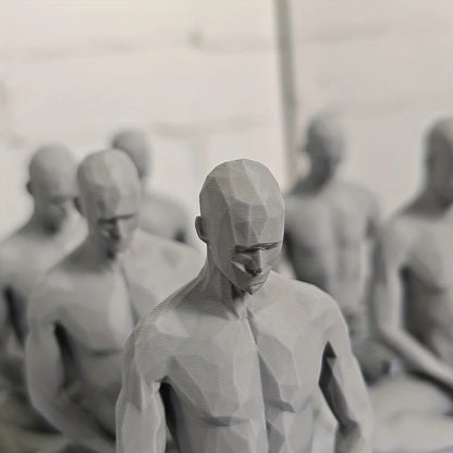 Modern Minimalist Geometric Polygon Seated Figure Sculpture Zen Meditation Desktop Decoration 3D Printed Art Home Decor